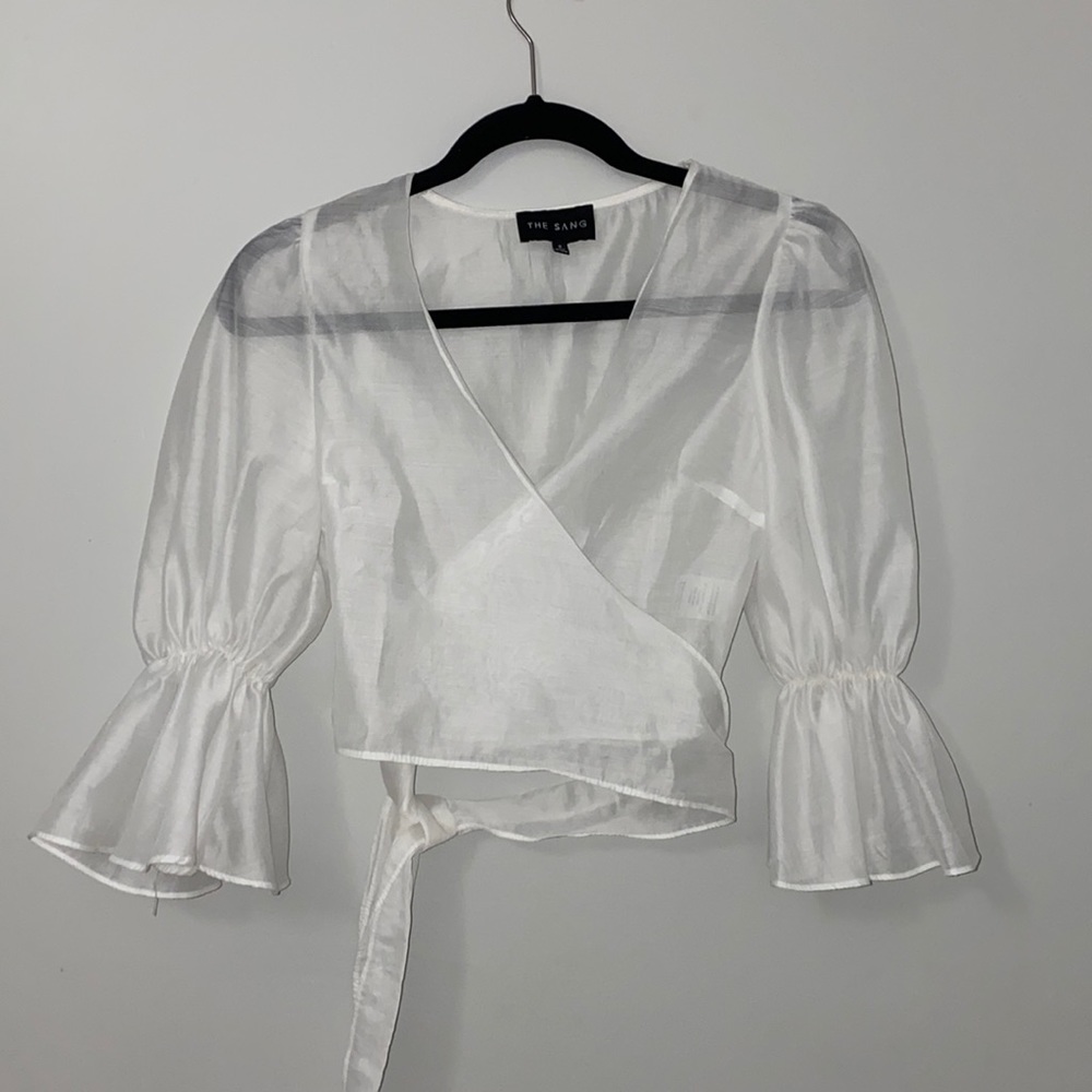 The sang see through white wrap top